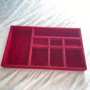 Red‎ velvet Jewelry tray in good used condition size 22 x 12 x 2 inches